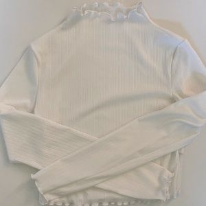 Scalloped edge white shirt